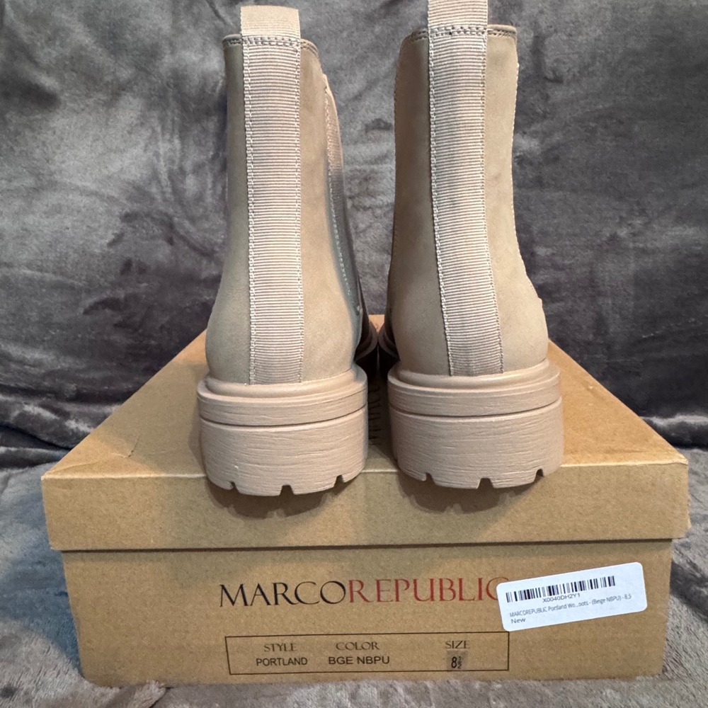 NEW Marco Republic Women 8.5 Chelsea Lug Sole Portland Beige Ankle Boots - Picture 4 of 13